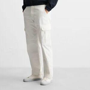 Zara Mens Cargo Pants EU 46 US 36 Oyster High Rise Straight Fit 6786/415 NWT